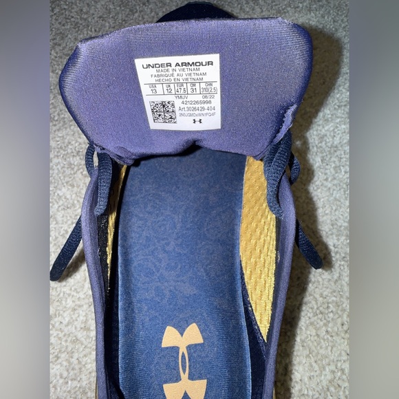 Notre Dame Under Armour Blue and Gold Athletic Shoes - Picture 2 of 7